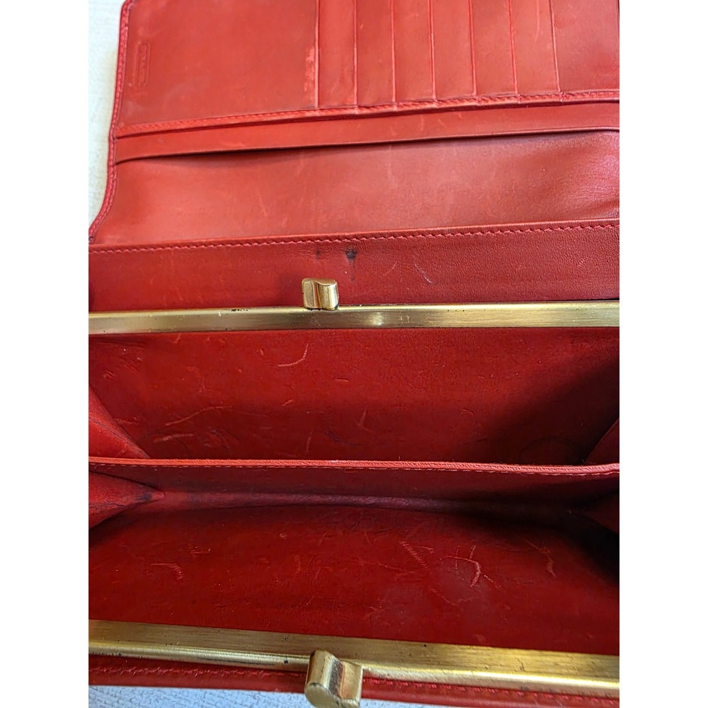 Rare Vintage Coach Gramercy Envelope Clutch Wallet 7098 Red Leather Italy 1998 - Picture 11 of 13